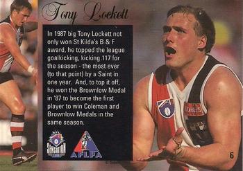 1995 Select AFL Sensation #6 Tony Lockett Back